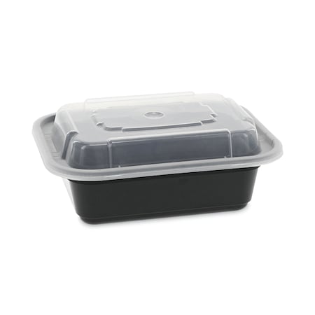 Pactiv Evergreen Newspring VERSAtainer Microwavable Containers, 12 oz, 4.5 x 5.5 x 1.75, Black/Clear, 150PK NC818B